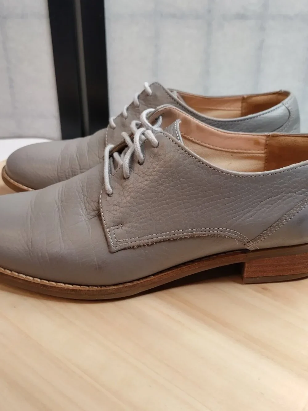 Clarks Netley Bloom Leather Gray Oxfords Women US 6.5M